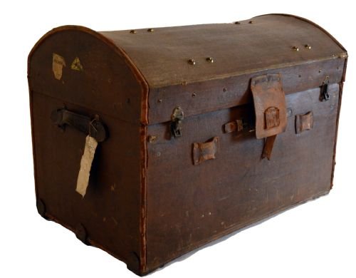 Leather Travel Shipping Trunk Luggage Vintage English