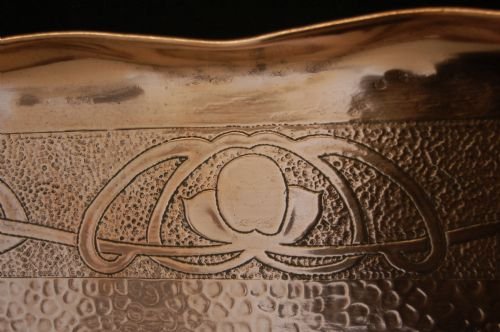 fig 1. Antique Art Nouveau Copper Serving Tea Display Tray