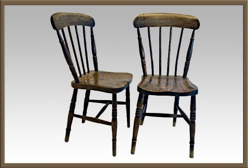 Pair of Windsor Country Elm Stick Chairs Antique C1880