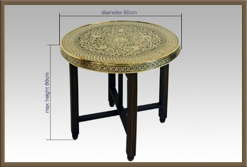 fig 1. Table Side Tea Folding Occasional Berber Brass Benares