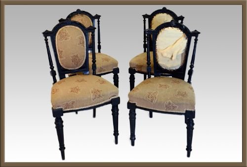 Set 4 Four Antique Aesthetic Period Dining Chairs C1880