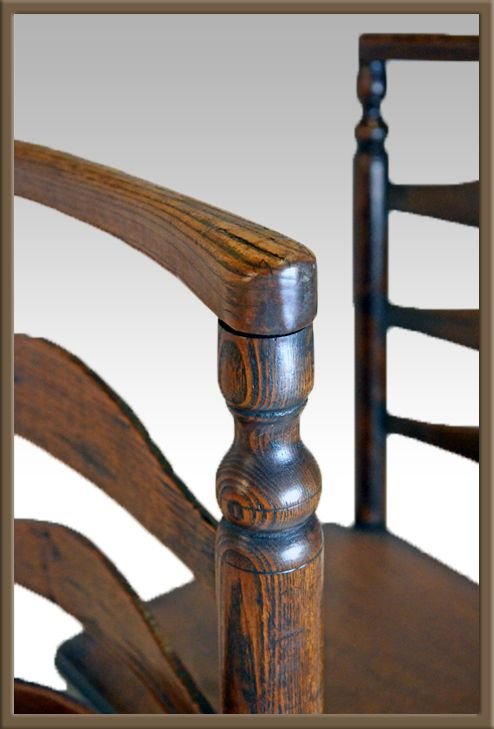 fig 2. Pair Ladderback Country Elm Stick Chairs Antique c1800