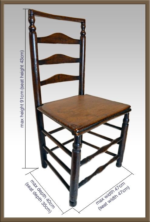 fig 1. Pair Ladderback Country Elm Stick Chairs Antique c1800