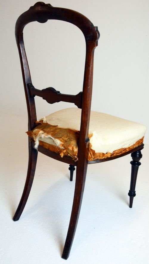 fig 3. Set Six 6 Dining Chairs Antique Walnut Bar Balloon Back