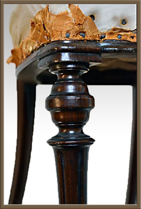 fig 4. Set Six 6 Dining Chairs Antique Walnut Bar Balloon Back
