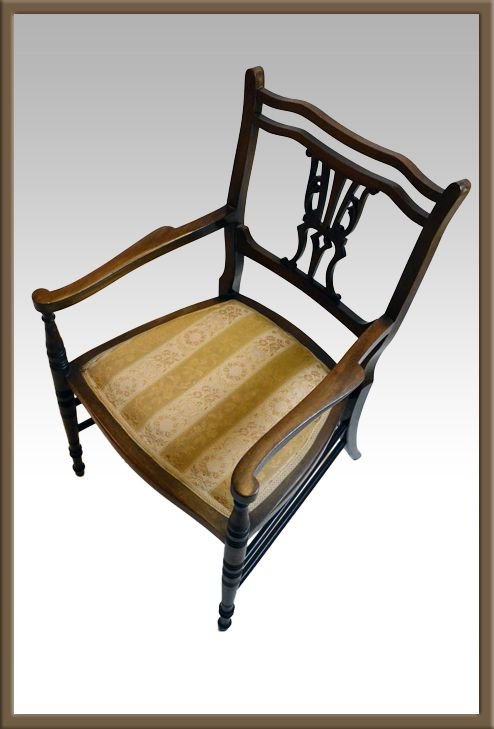 Antique Elbow Chair Open Armchair Carver C1900 by Shoolbred