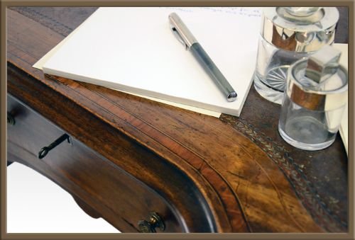 fig 2. Antique Leather & Inlaid Writing Table Desk Bureau