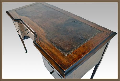 fig 3. Antique Leather & Inlaid Writing Table Desk Bureau