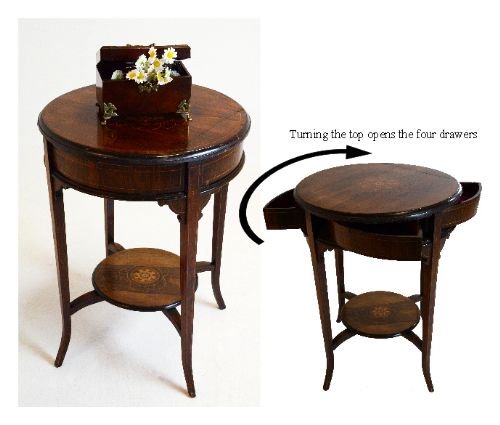 Petal Bijouterie Side Table Sewing Box Display Antique