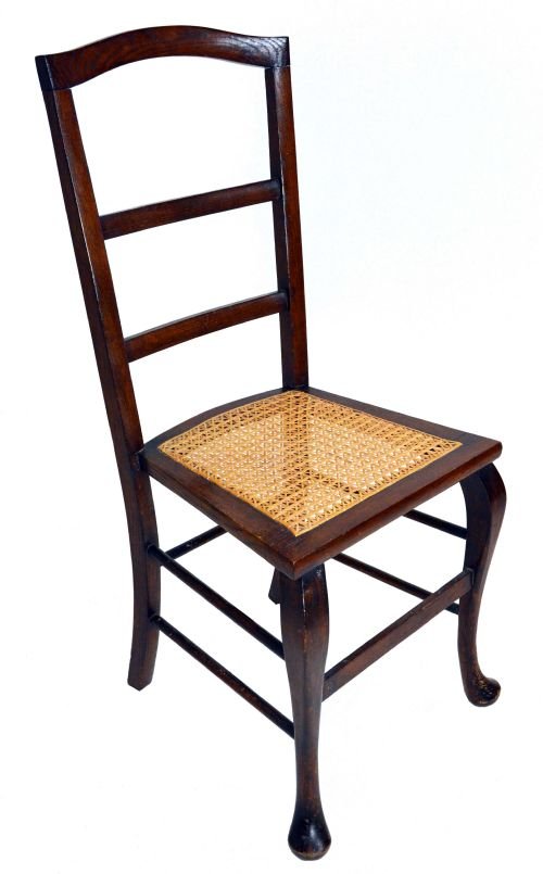 Oak Bergere Cabriole Chair Cafe Side Desk Antique C1900
