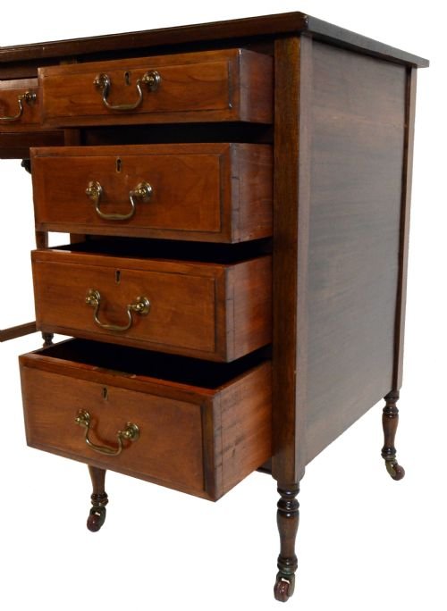 fig 1. Antique Leather Writing Table Desk Bureau & Chair c1900