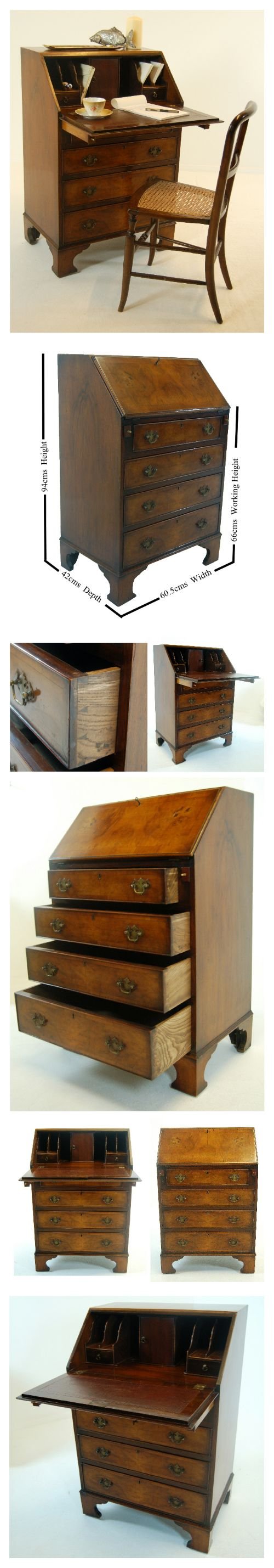 fig 4. Antique Walnut Bureaux Davenport Bureau Cheveret Desk
