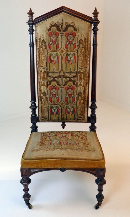 fig 1. Gothic Revival Victorian Antique Prie-Dieu Chair c1870