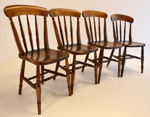 4 Four Elm Kitchen Dining Bandsman Chairs Antique C1850