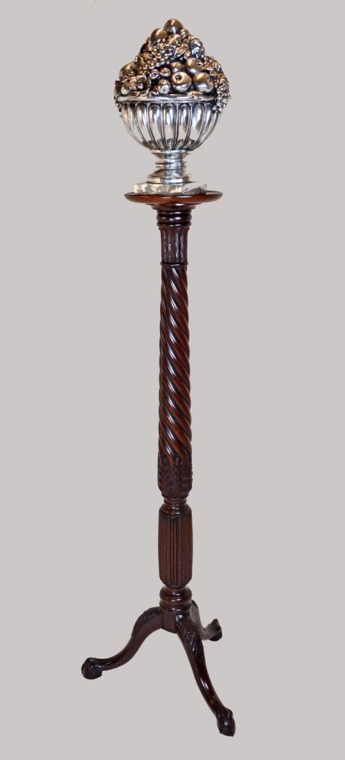 Torchere Stand Tripod Plant Lamp Antique Mahogany C1830