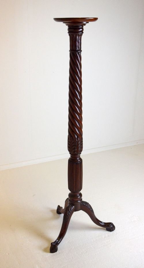 fig 1. Torchere Stand Tripod Plant Lamp Antique Mahogany c1830