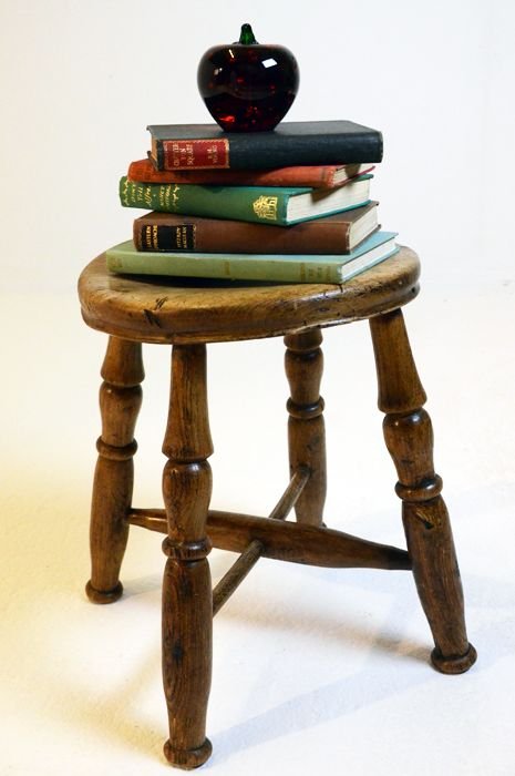 Elm & Ash Lace Makers Stool Antique 4 Leg Milking C1820