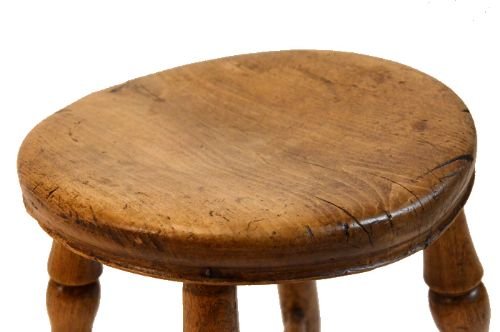 fig 2. Elm & Ash Lace Makers Stool Antique 4 Leg Milking c1820