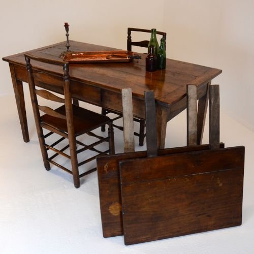 fig 2. Antique Elm Kitchen Dining Table Extending Seats 6/8/10
