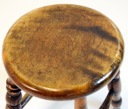 fig 1. Beech & Ash Country Stool Antique 4 Leg Milking c1850