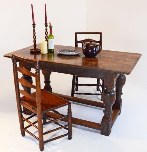 Antique Oak Refectory Kitchen Dining Table 18th Century