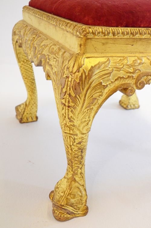 fig 3. Giltwood Stool Antique Footstool Seat Georgian Revival
