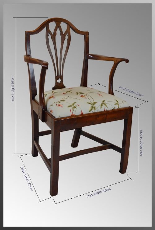 fig 1. Antique Elbow Chair Open Armchair Carver Hepplewhite
George lll Mahogany Re- Upholstered Original c1800