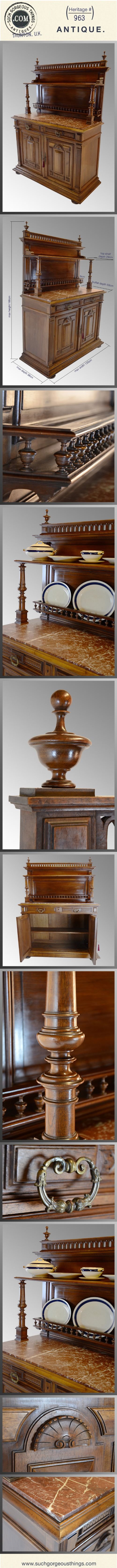 fig 4. Fine Dresser Buffet Cabinet Antique French Walnut c1900
Excellent Marble Top Walnut Galleried Display Cupboard
