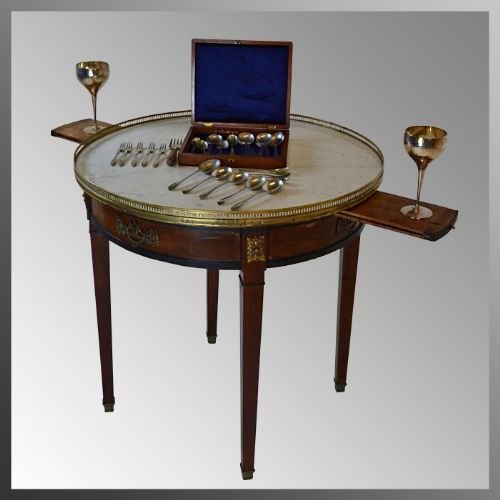 Round Marble Drum Table Antique Side Lamp Occasional
french Circular Gilt Metal Perimemter & Twin Slide Outs