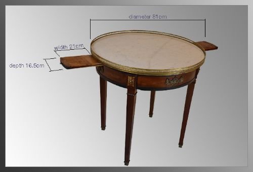 fig 1. Round Marble Drum Table Antique Side Lamp Occasional
French Circular Gilt Metal Perimemter & Twin Slide Outs