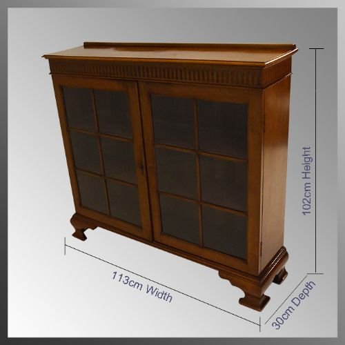 fig 1. Victorian Walnut Antique Bookcase Library Cabinet
Glazed Doors Adjustable Shelving Display Cupboard