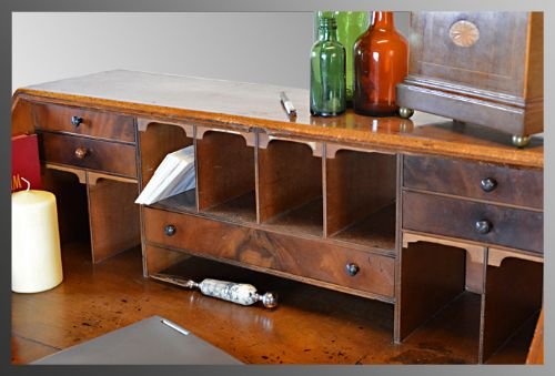 fig 3. Georgian Antique Bureaux Davenport Bureau Cheveret Desk
Useful Size - Attractive Mahogany - Nice Interior c1780