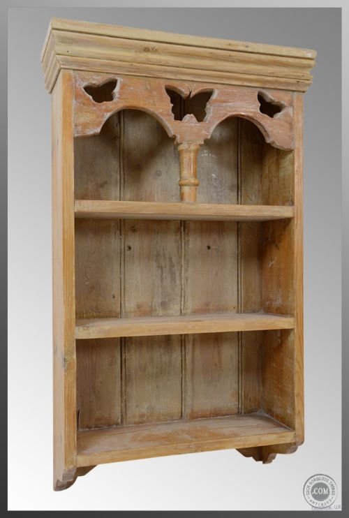 Antique Victorian Pine Display Shelf Open Cabinet
superb & Unique Piece - Butterfly Detail - Original