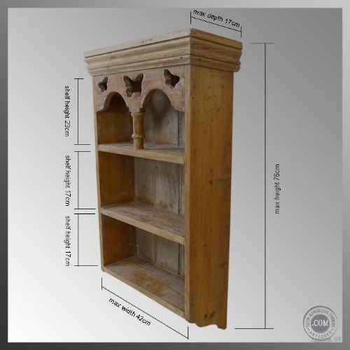 fig 1. Antique Victorian Pine Display Shelf Open Cabinet
Superb & Unique Piece - Butterfly Detail - Original