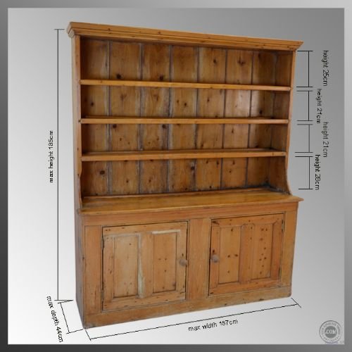 fig 1.  	
Antique Pine Kitchen Dresser Sideboard Display Cabinet
Victorian Pine - 