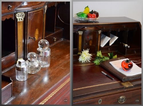 fig 2. Fine Large Cuban Mahogany Bureau Antique Georgian c1780
English - Superbly Fitted Quality Interior New Skiver