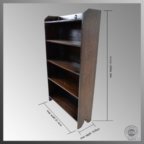 fig 1. Antique Edwardian Oak Bookcase Library Display Cabinet
Four Shelves - Display Top - Excellent Condition