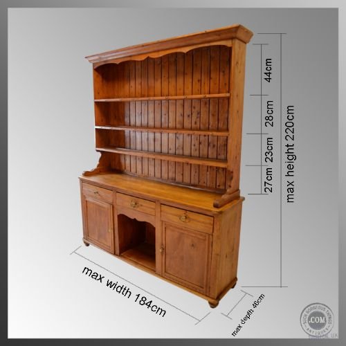 fig 1. Antique Pine Kitchen Dresser Sideboard Display Cabinet Victorian Pine