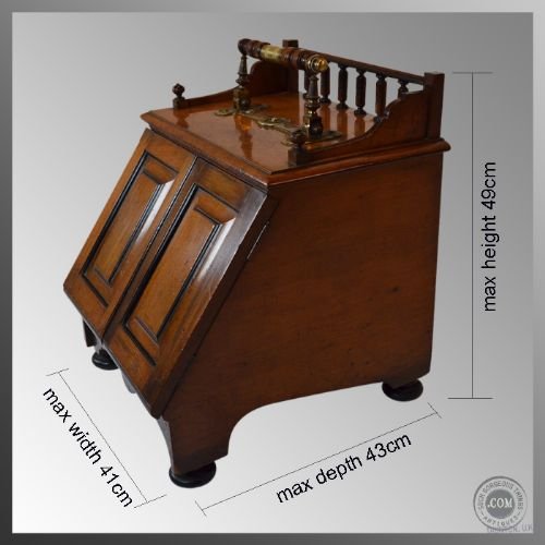 fig 1. Antique Coal Box Fireside Cabinet Log Bin Purdonium
Victorian - Brass Detailing - Storage - Excellent Order