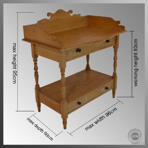 fig 1. Victorian Antique Pine 2 Drawer Wash Stand Vanity Table
Ideal as Baby Change Unit for Nursery Original Antique
