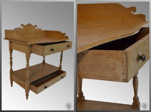 fig 2. Victorian Antique Pine 2 Drawer Wash Stand Vanity Table
Ideal as Baby Change Unit for Nursery Original Antique