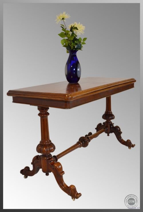 Antique English Victorian Hall Sofa Library Table C1850
fold-over Top Tea Card Games or Small Dining Table