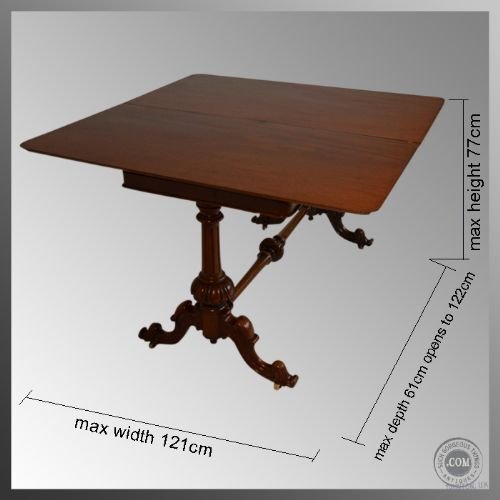 fig 1. Antique English Victorian Hall Sofa Library Table c1850
Fold-over Top Tea Card Games or Small Dining Table