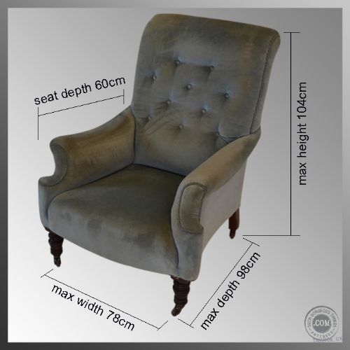 fig 1. Victorian Antique Armchair Chair Wingback Castors c1870
Powder Blue Velour - Classic Shape - Upholstered