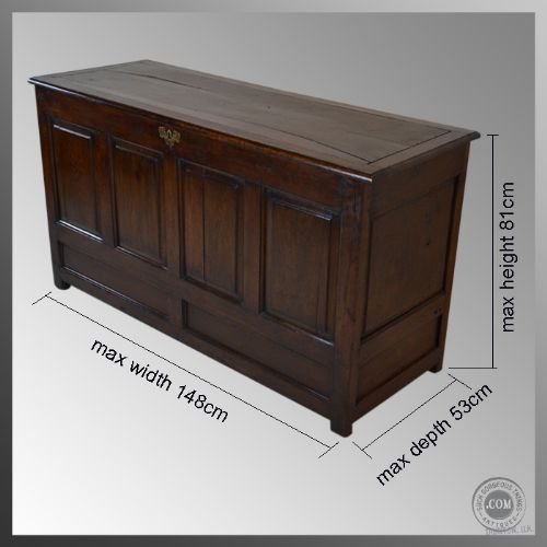 fig 1.
Large Oak Coffer Chest Trunk Box Antique 17th Century
Use as Linen Storage - Window Seat - Sideboard Cabinet