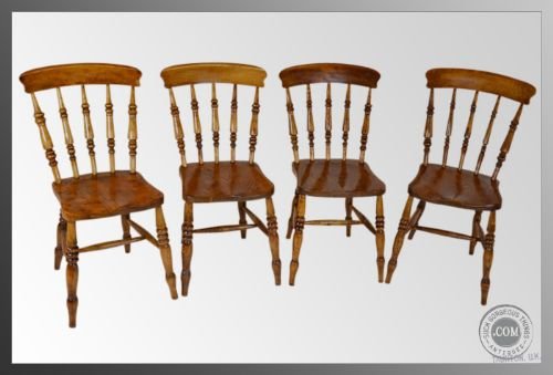 4 Four Elm Kitchen Dining Bandsman Chairs Antique C1850
lovely Condition - Stylish Windsor Country Chairs