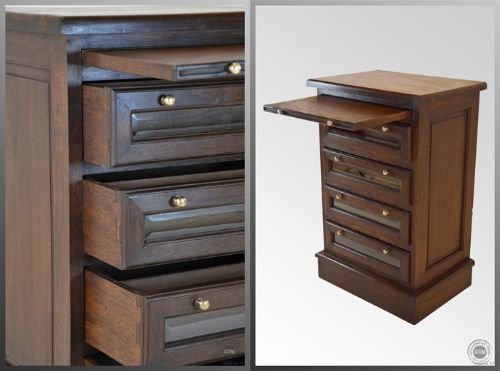 fig 2. Set of Specimen Drawers Collectors Chest Antique c1920
Four Drawer Display Cabinet - Slide Shelf - Bevel Glass