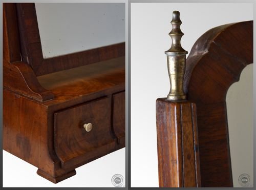 fig 2. Georgian Dressing Vanity Swing Cosmetic Mirror Antique
Bedroom Bathroom Looking Glass Triple Oak Lined Drawers