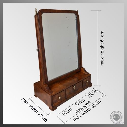 fig 1. Georgian Dressing Vanity Swing Cosmetic Mirror Antique
Bedroom Bathroom Looking Glass Triple Oak Lined Drawers