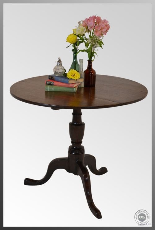 Georgian Oak Circular Tripod Occasional Tilt Top Table
antique Round Tea Side Lamp Table 28" George Ll C1750